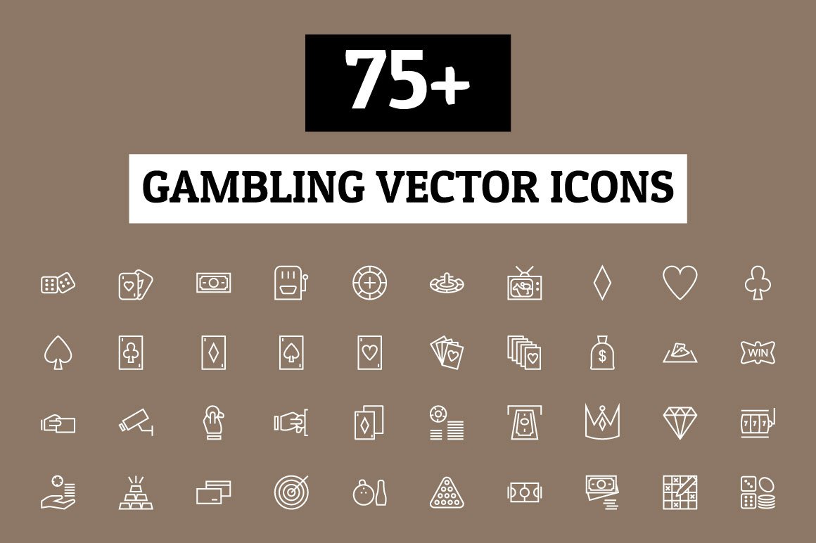 75+ Gambling Vector Icons cover image.