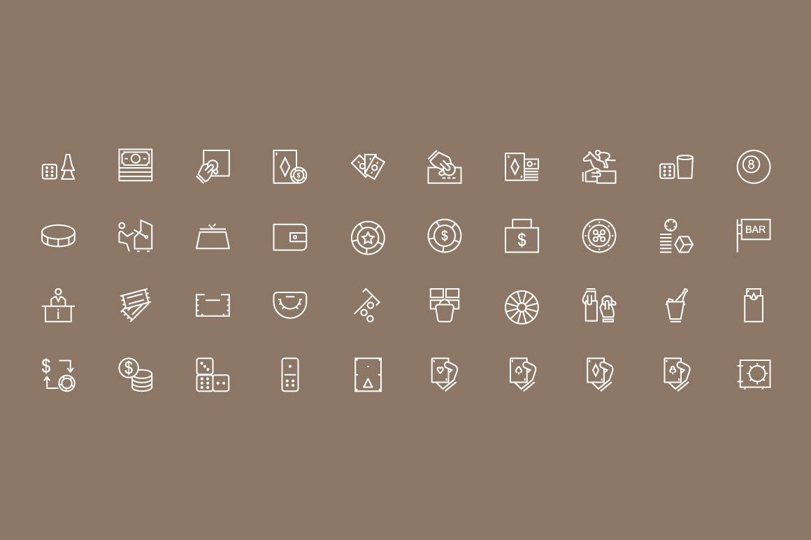 75+ Gambling Vector Icons preview image.