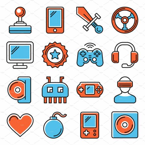 Video Games Icons Set on White cover image.
