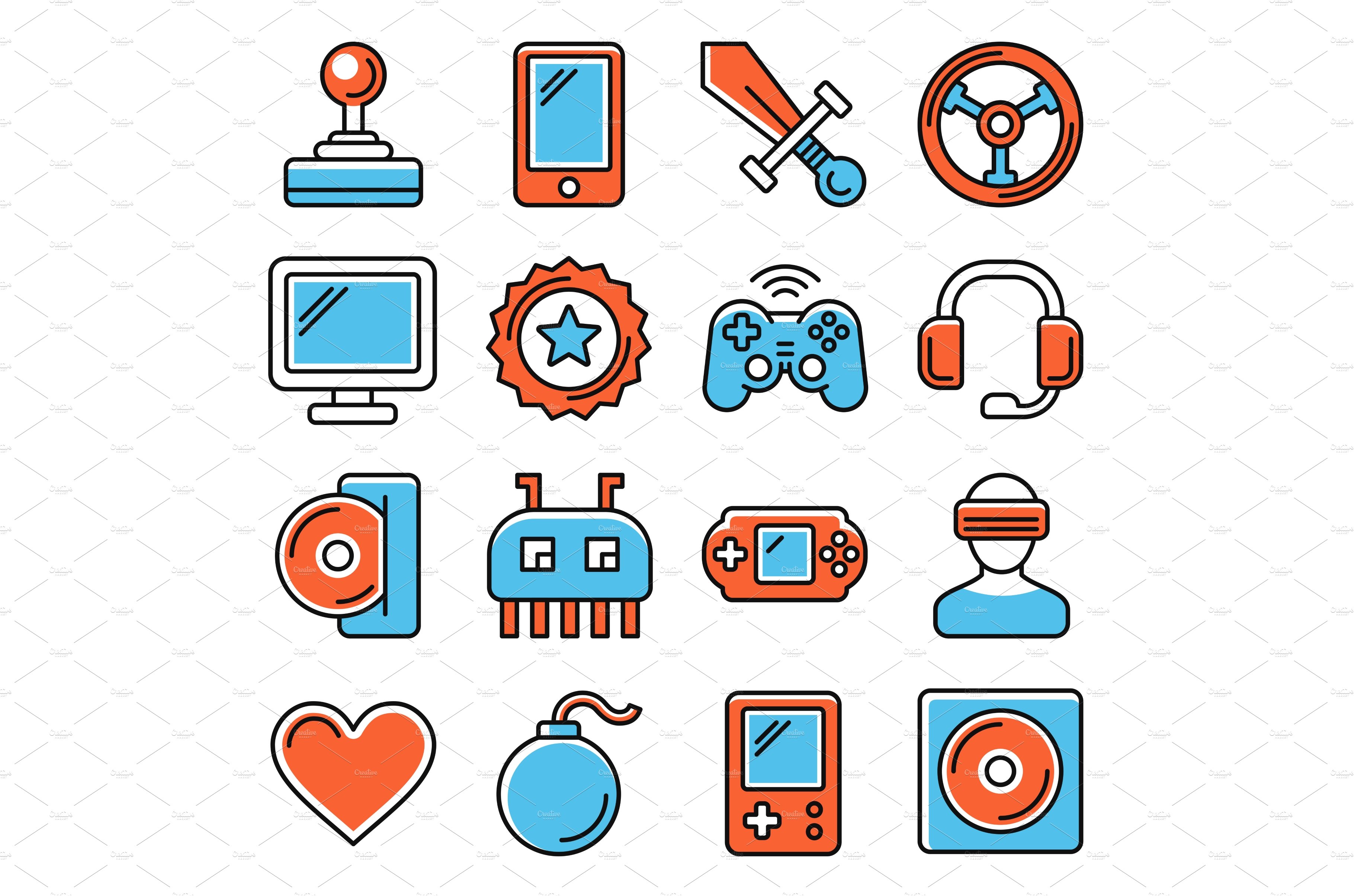 Video Games Icons Set on White cover image.