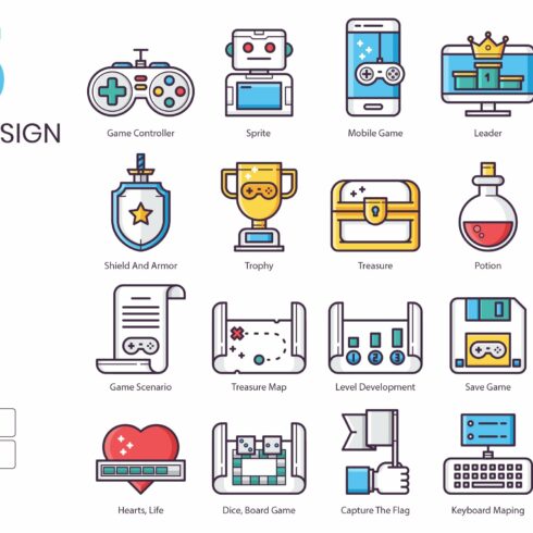 65 Game Design Icons cover image.