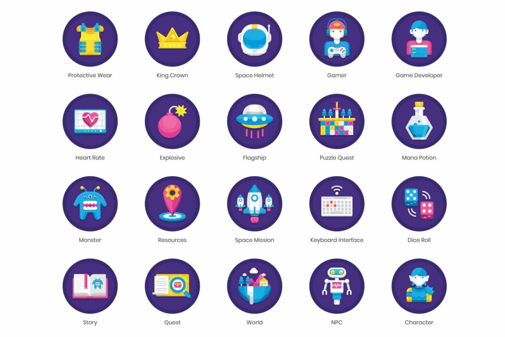 70 Game Design Icons - Orchid Series – MasterBundles
