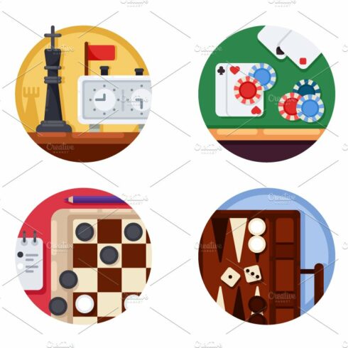 Board games set of icons cover image.