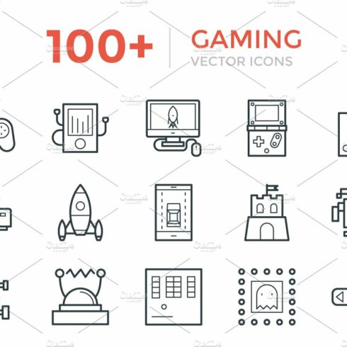 100+ Gaming Vector Icons cover image.