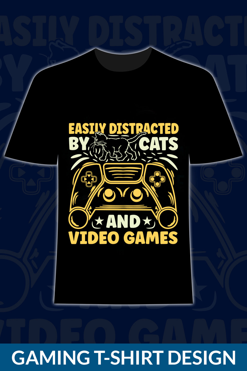 Gaming T-Shirt Design pinterest preview image.