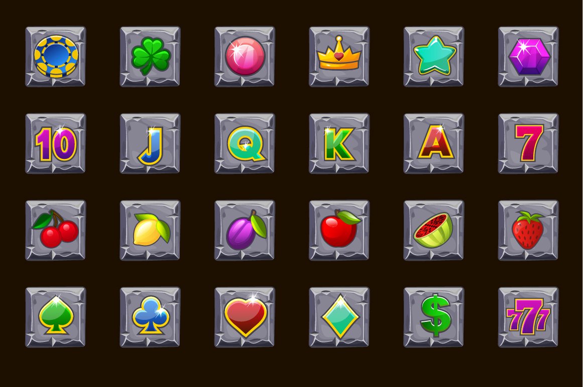 gaming icons for slot machines on stones converted 142