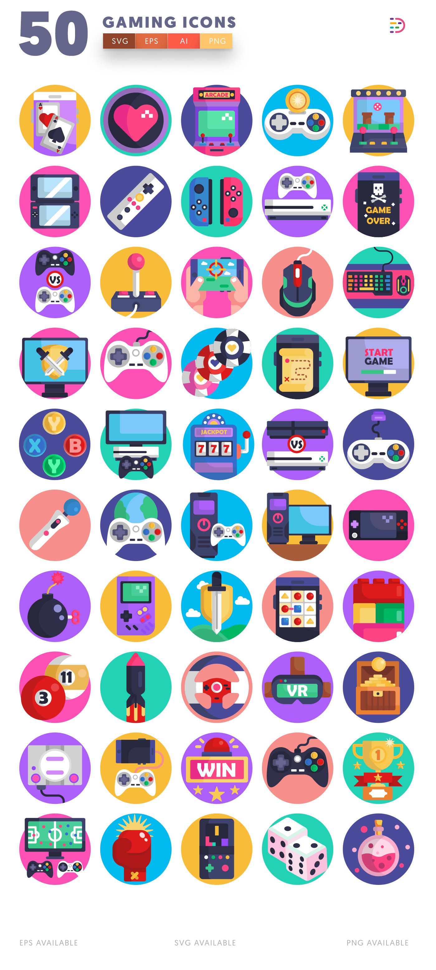 50 Gaming Icons preview image.