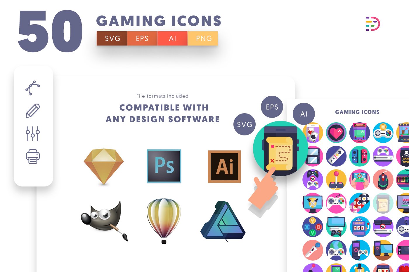 gaming icons set vector game videogames console gaming gamers flat icons icons cover 8 632
