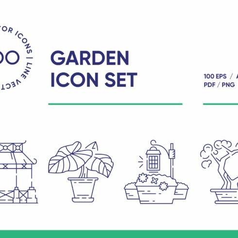 Gardening Line Icon Set cover image.