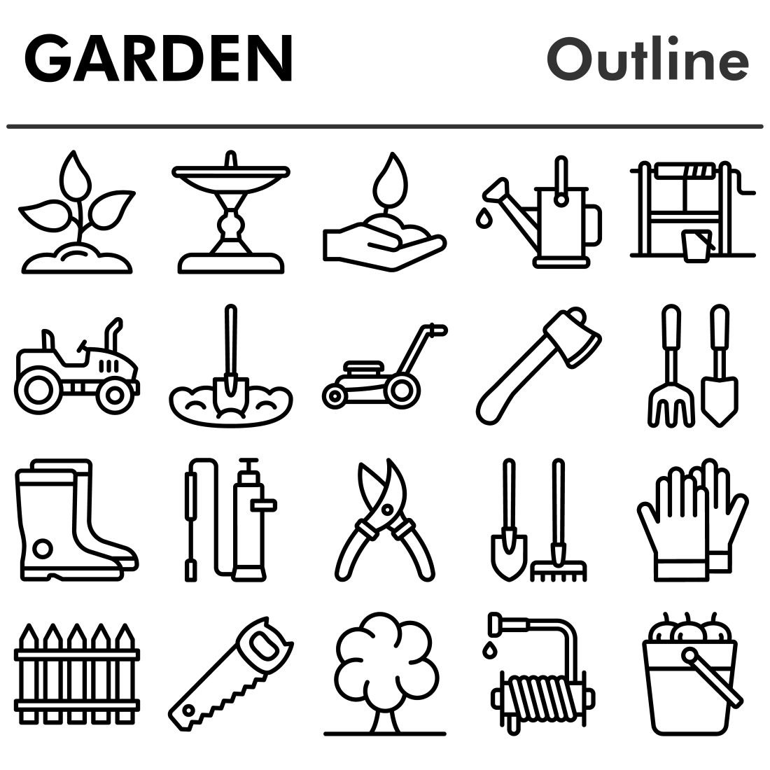 Set, garden icons set cover image.
