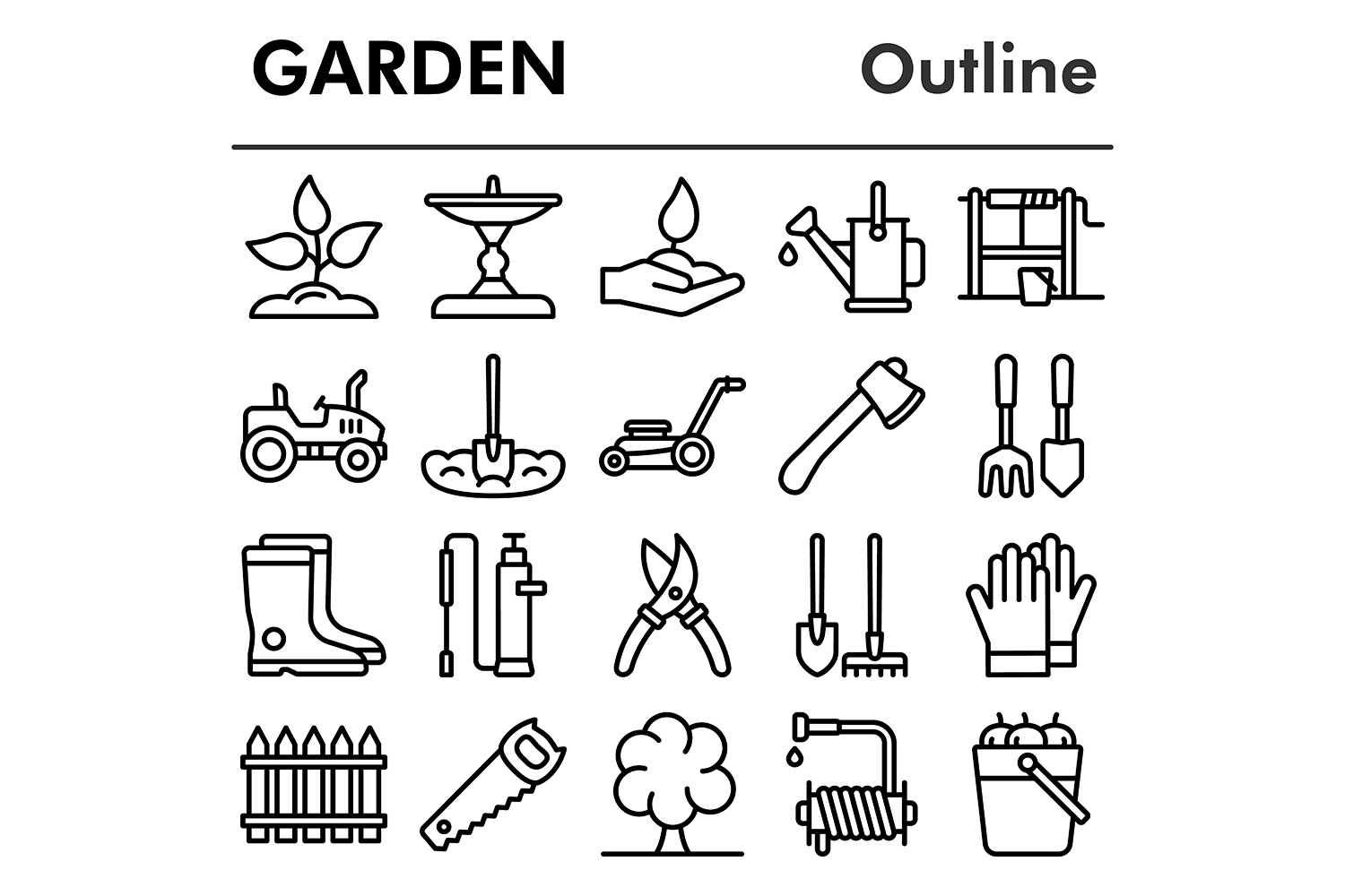 Set, garden icons set pinterest preview image.