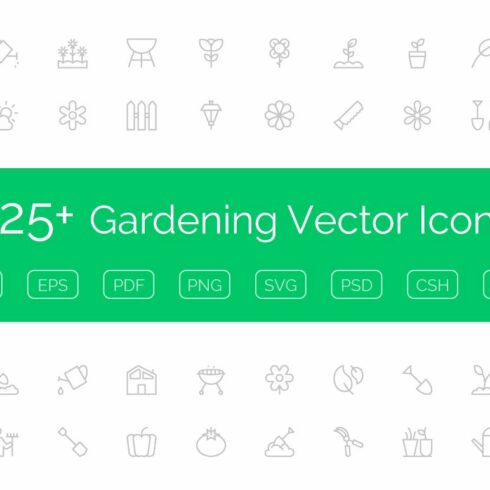 125+ Gardening Vector Icons cover image.