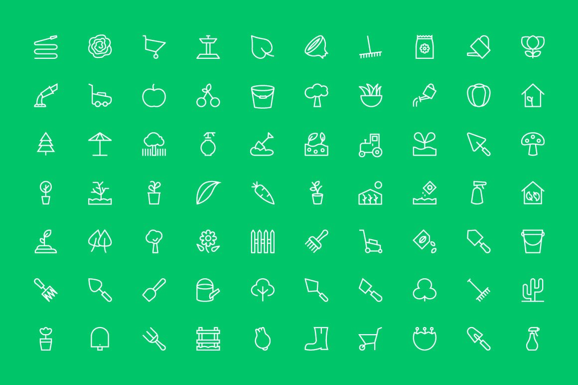 125+ Gardening Vector Icons preview image.