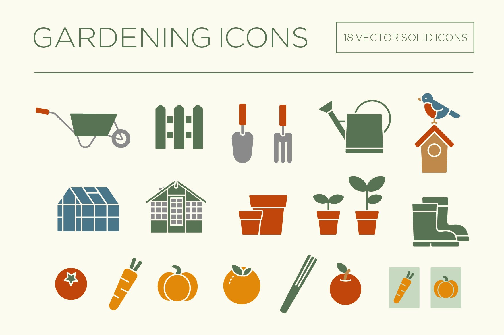 Gardening icons preview image.