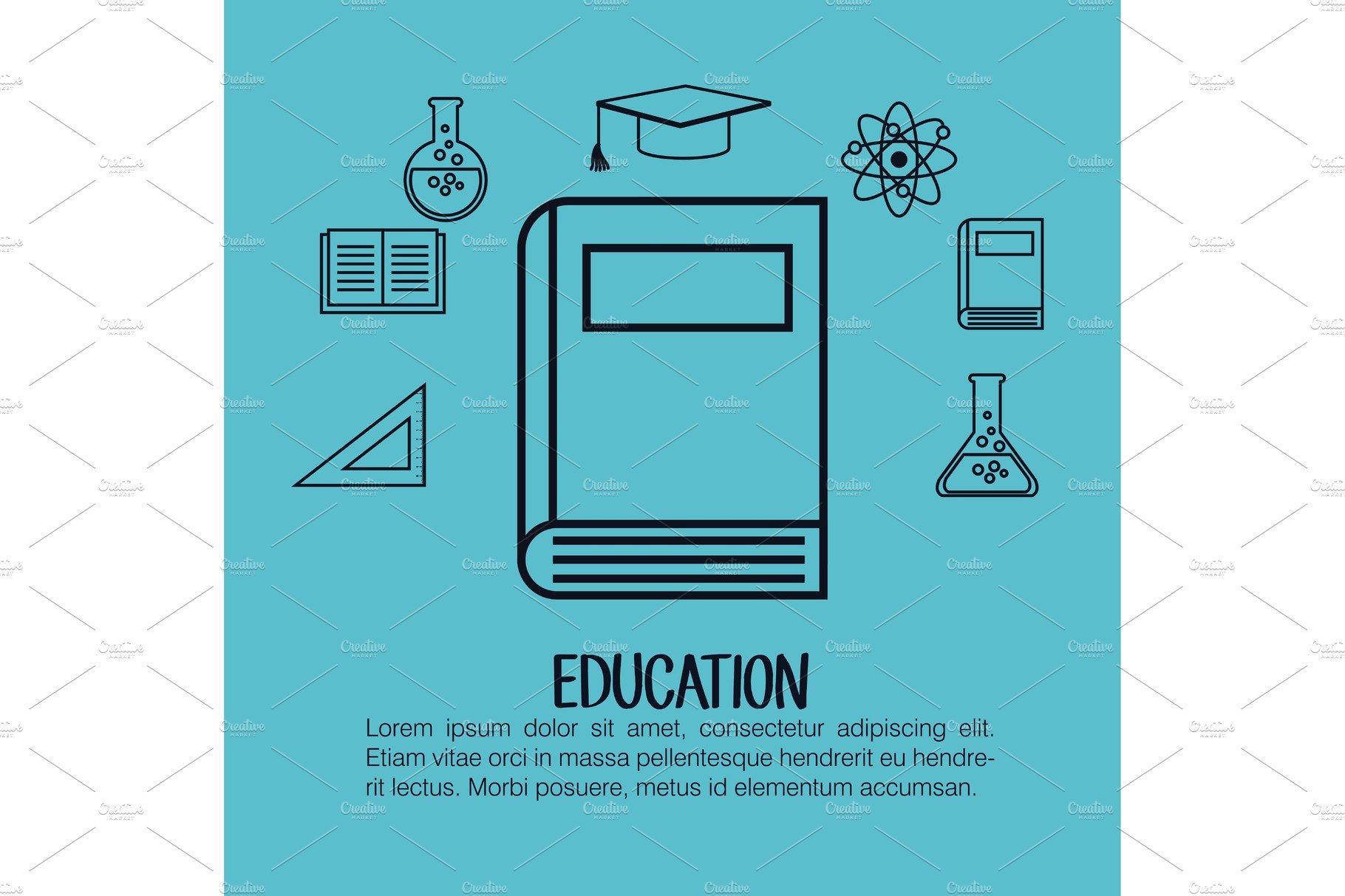 education set flat icons cover image.