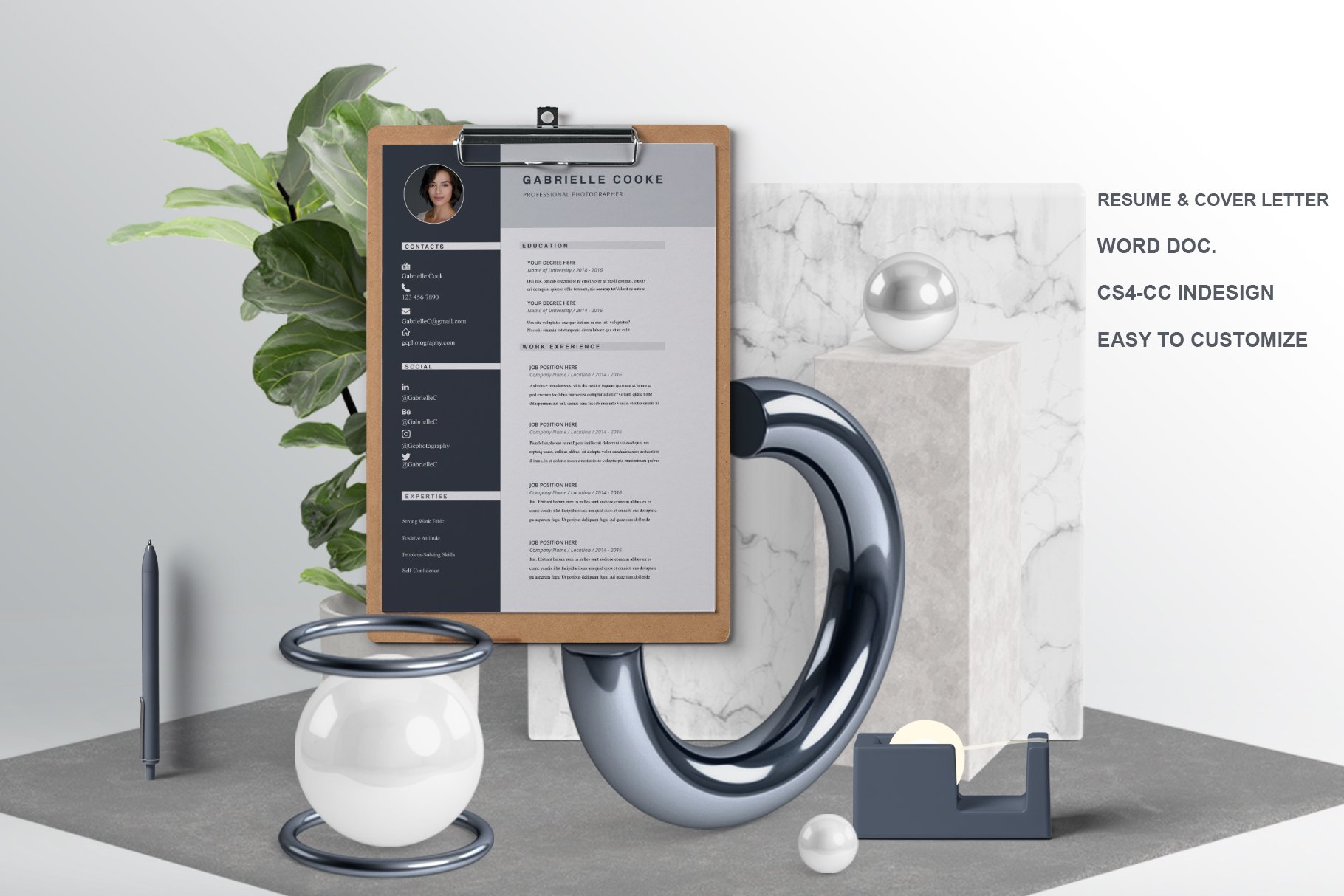 Resume/CV Template | Gabrielle Cooke cover image.