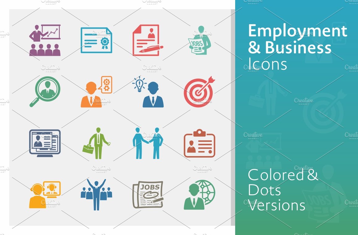 Colored Employment & Business Icons cover image.