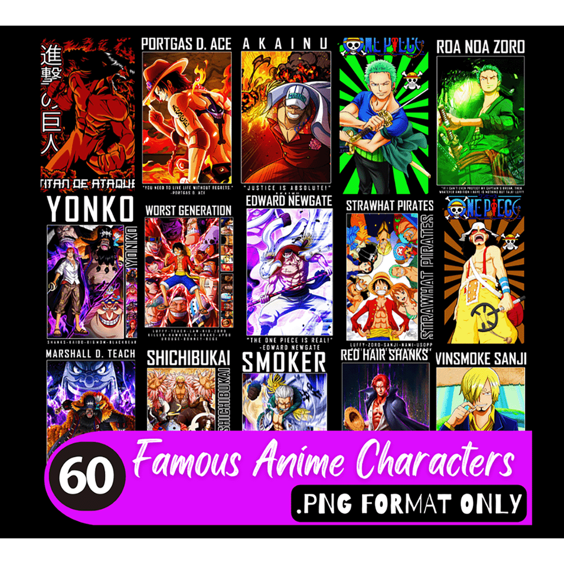 Poster of famous anime characters.