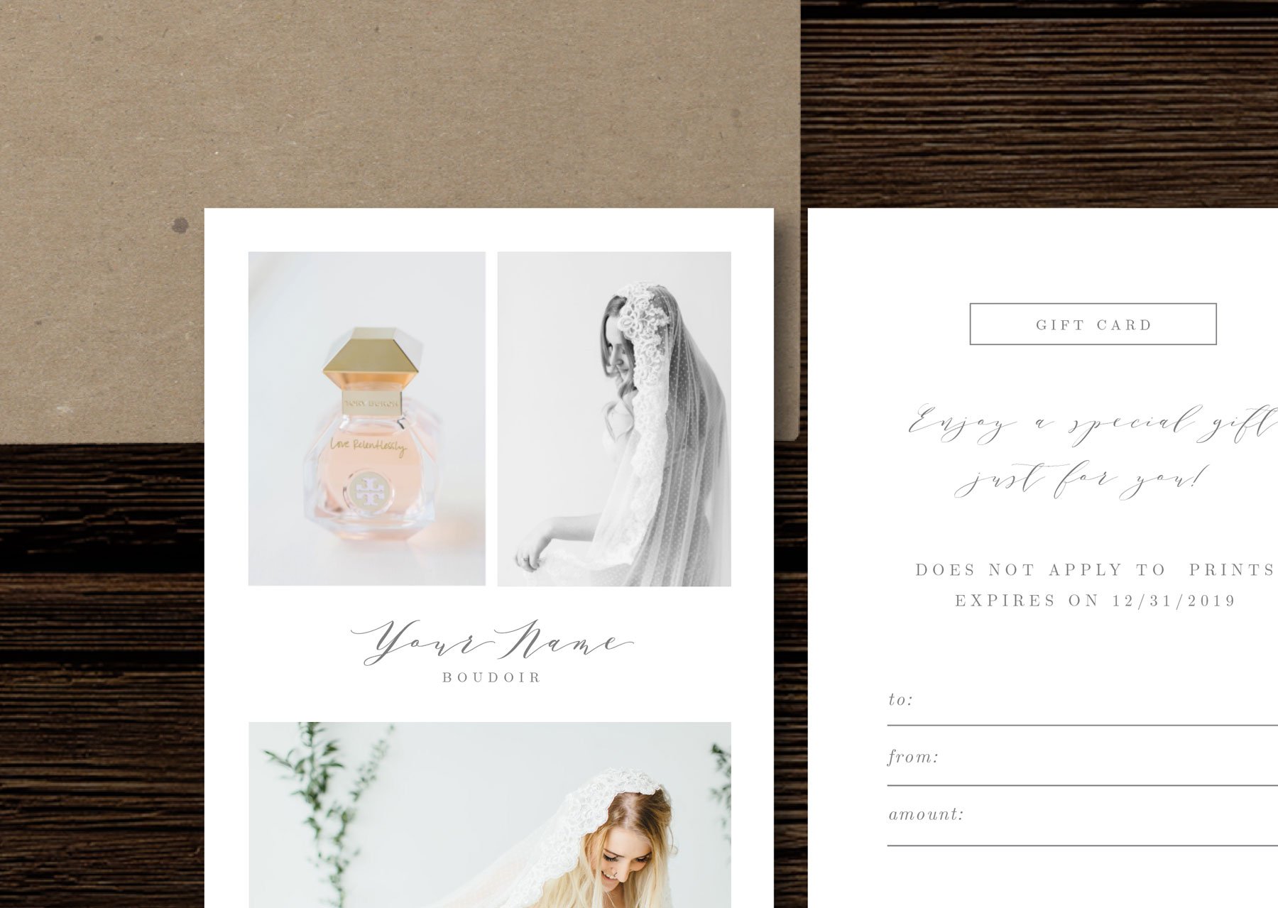 Boudoir Gift Certificate Template preview image.