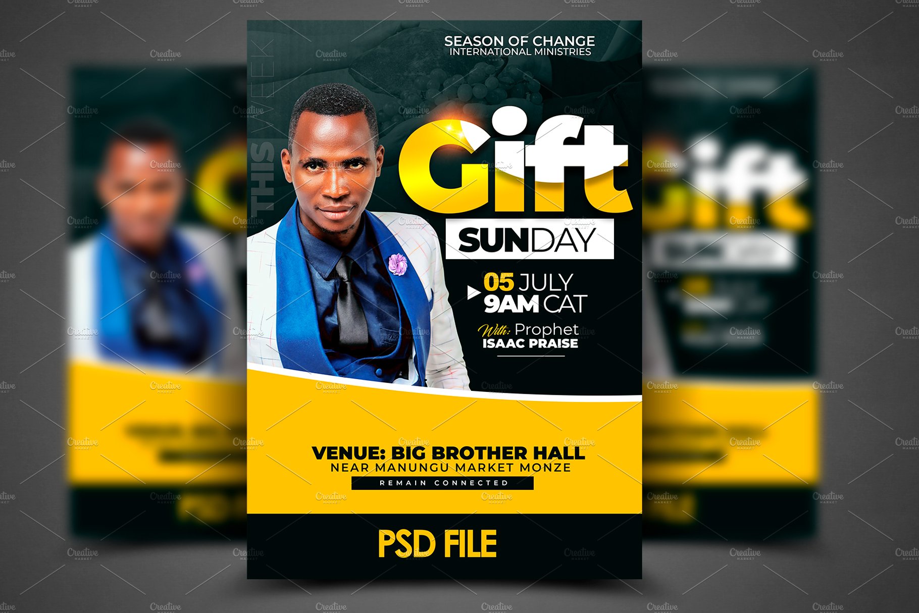 Gift Sunday Church poster template cover image.