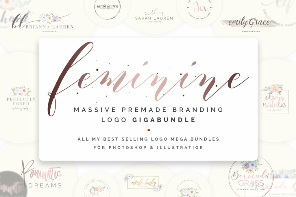 Feminine Premade Logo Gigabundle – MasterBundles