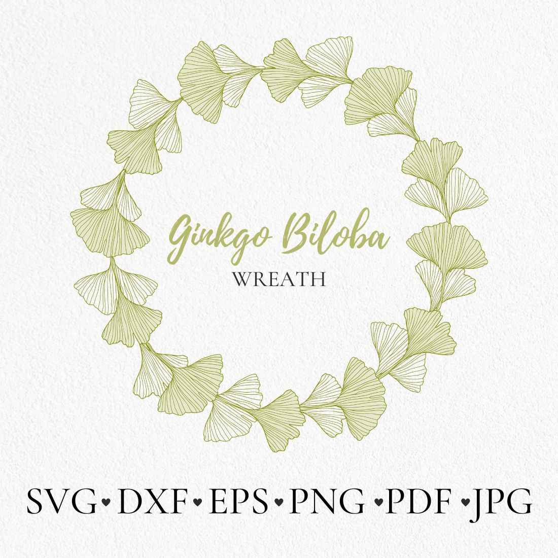 Ginkgo biloba frame svg cut file circle floral wreath frame png 300 dpi wedding floral leaves for invitations or card cover image.