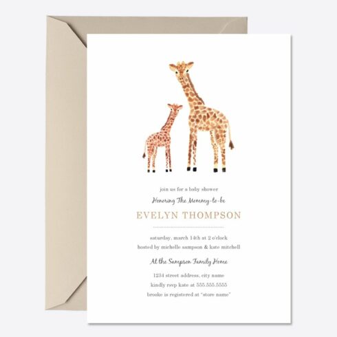 Giraffe Baby Shower Invite cover image.