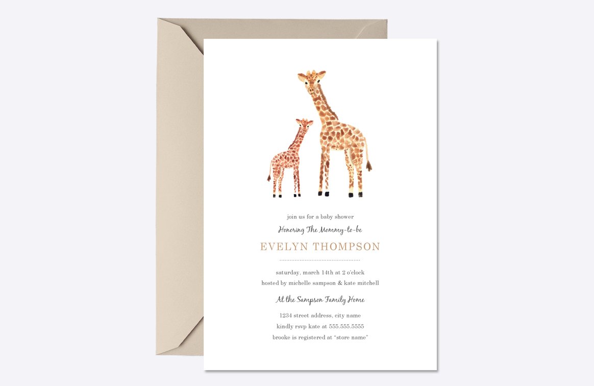 Giraffe Baby Shower Invite cover image.