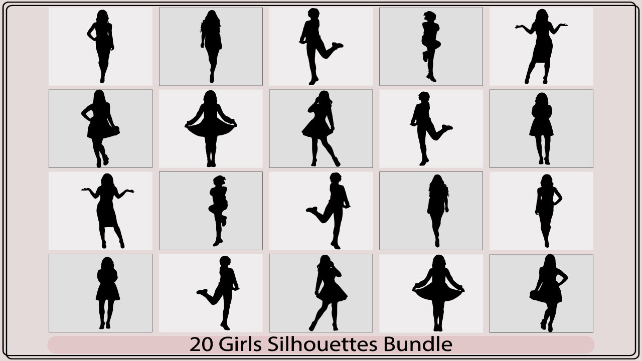 The silhouettes of different women in different poses.