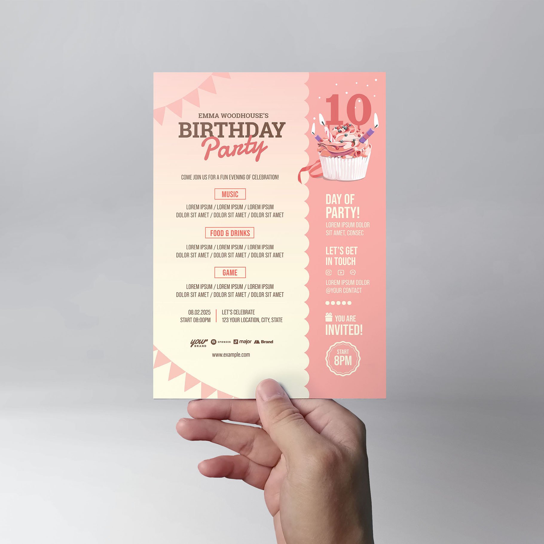 girls birthday invitation flyer 5x7 front 976