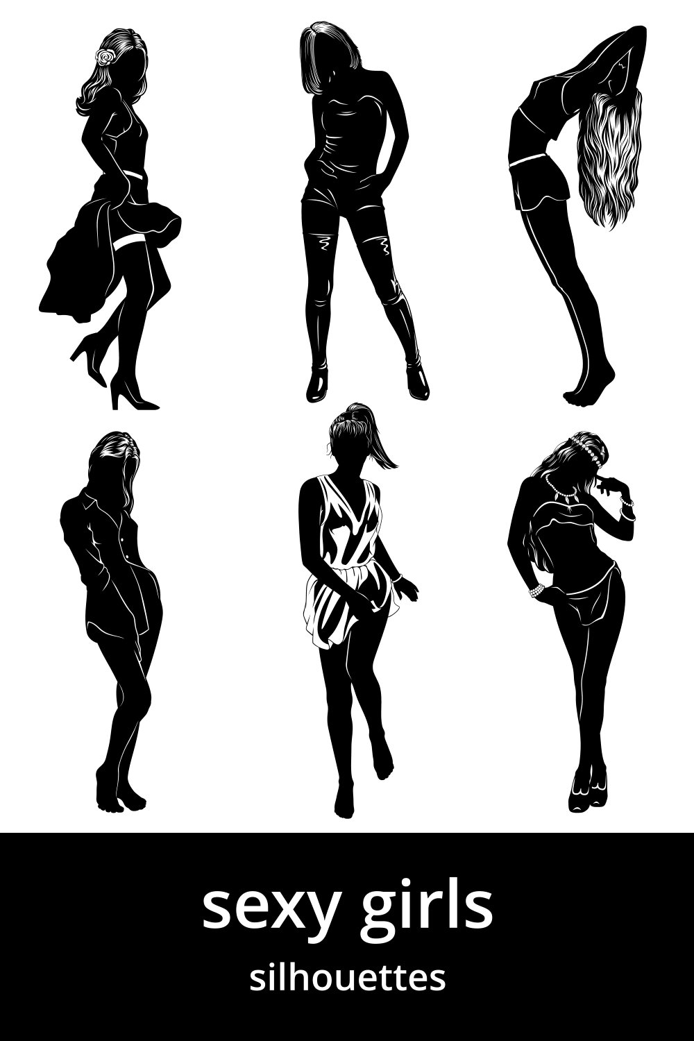 Sexy Girls Silhouettes SVG pinterest preview image.