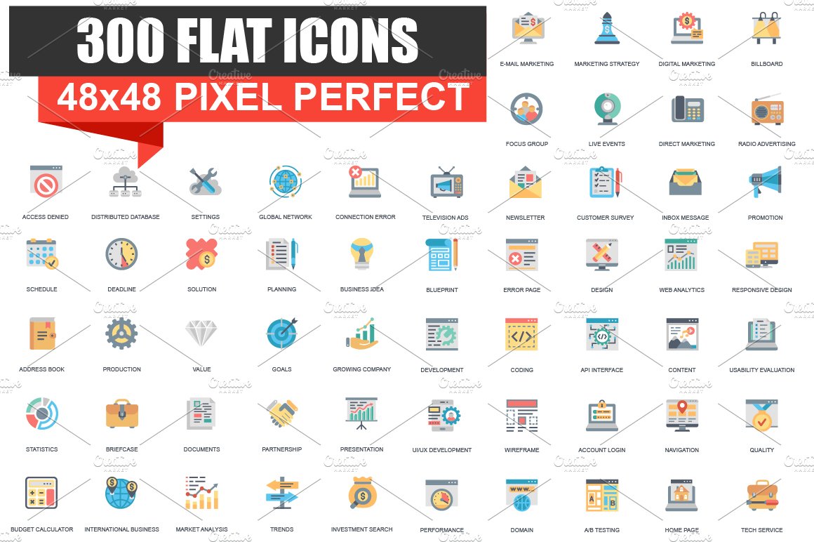 Flat Web Icons cover image.