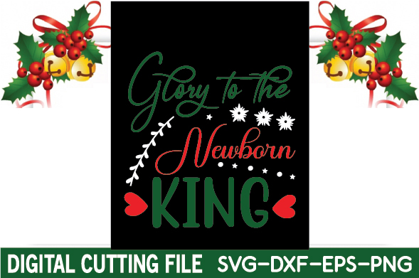 Christmas svg file with holly and bells.