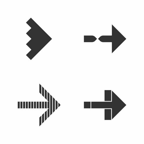 Rightward arrows glyph icons set cover image.