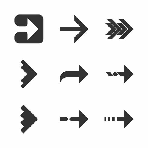 Right arrows glyph icons set cover image.