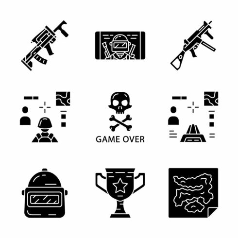 Online game inventory glyph icons cover image.