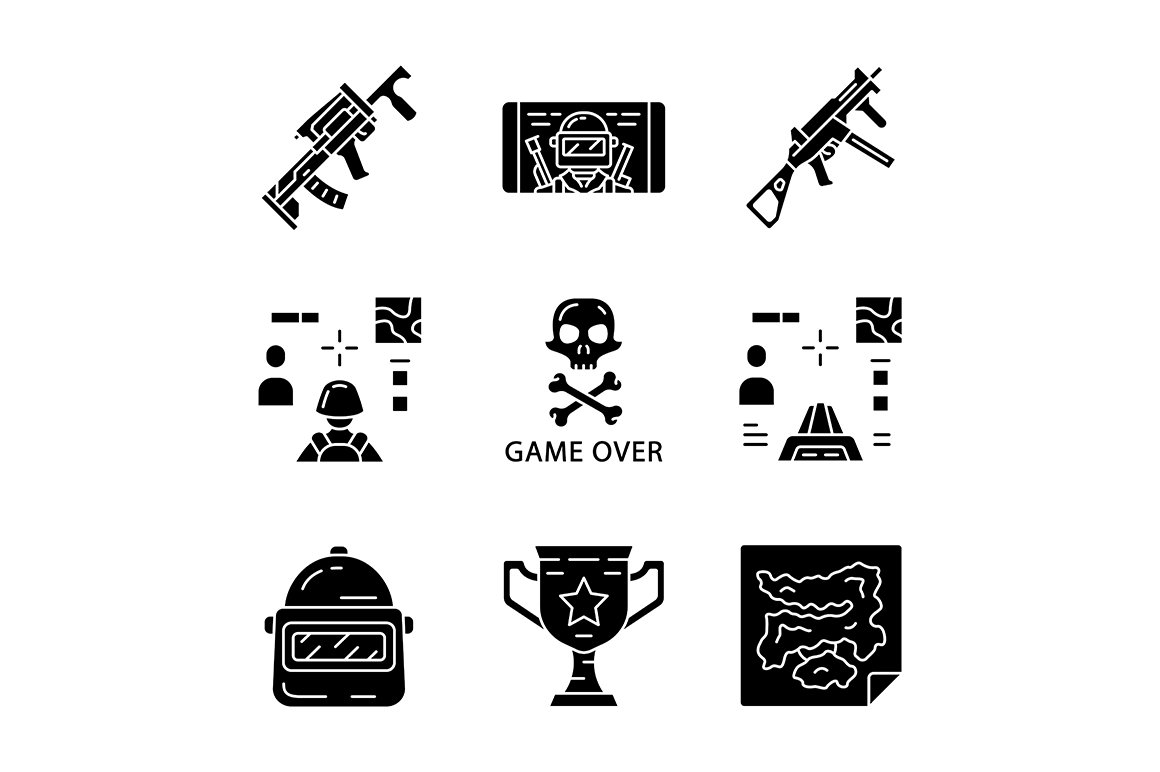 Online game inventory glyph icons cover image.