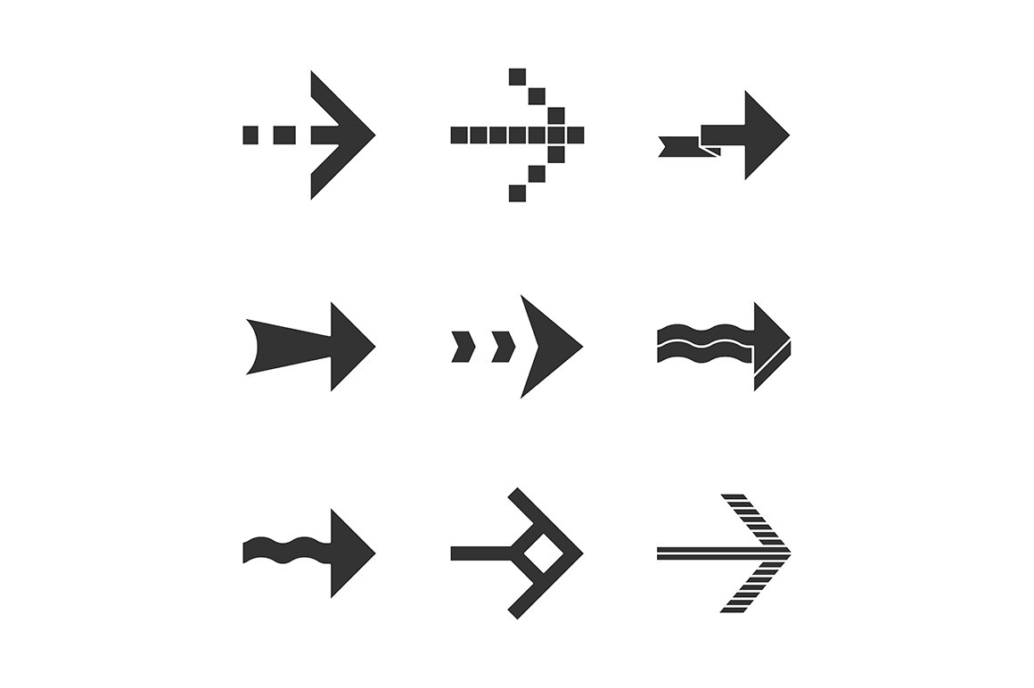Arrows glyph icons set cover image.