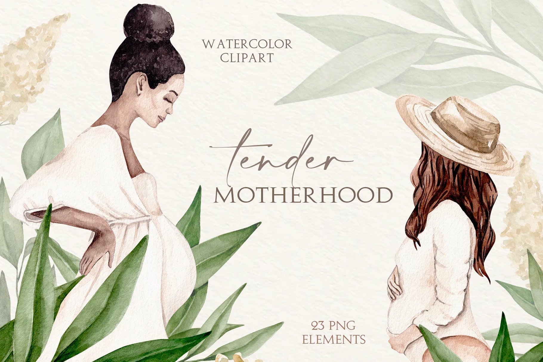 Watercolor Pregnancy Clipart cover image.