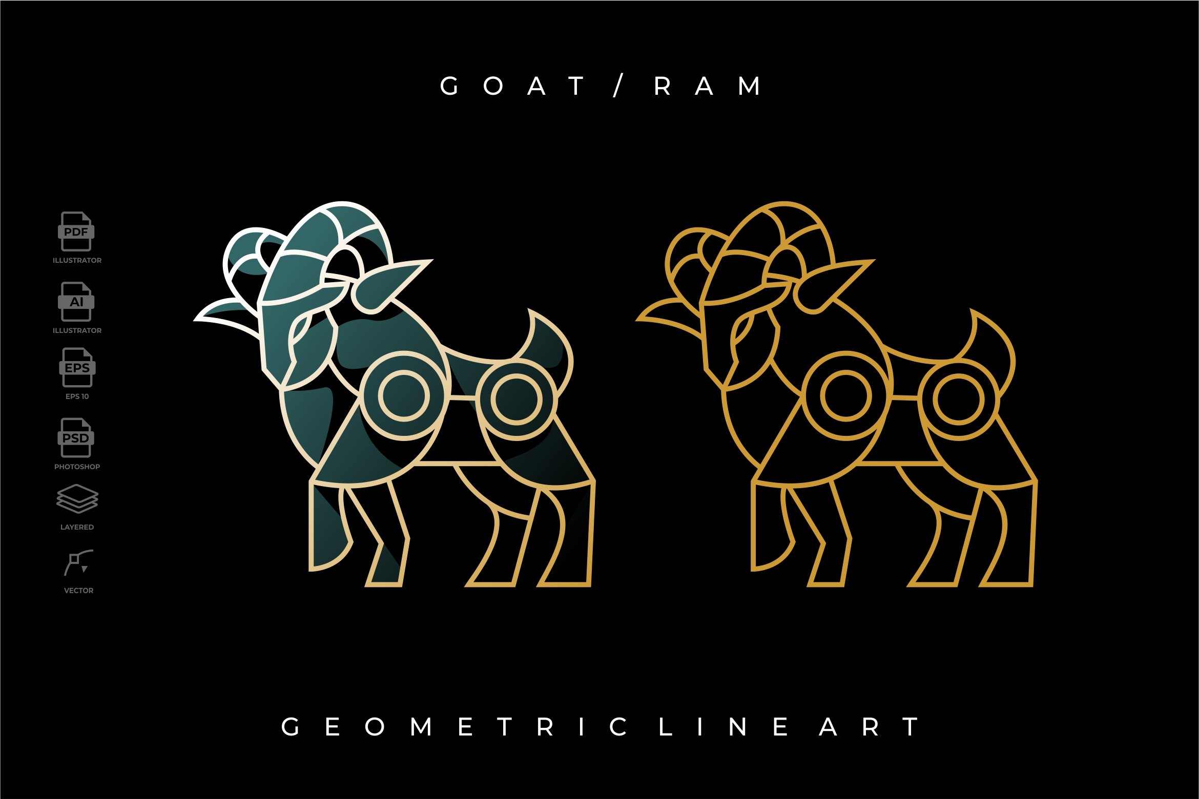 Pack of Lineart Goat or Ram Tattoo cover image.