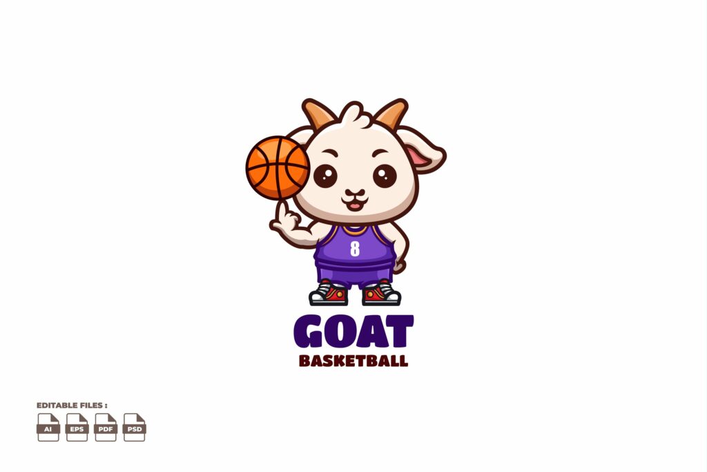Basketball Goat Cute Mascot Logo MasterBundles