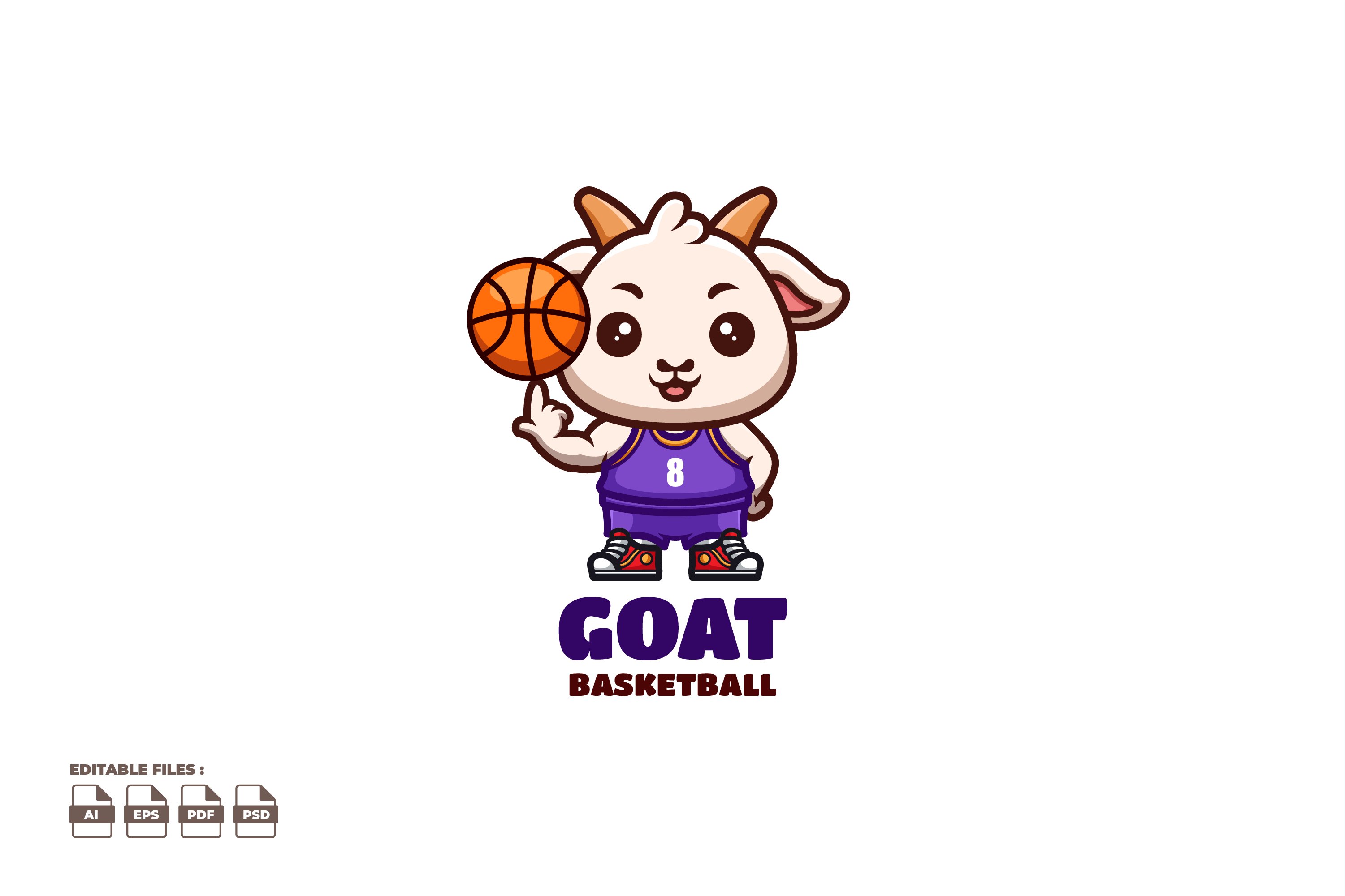 Basketball Goat Cute Mascot Logo cover image.