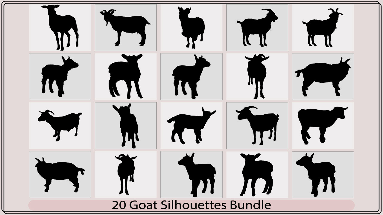 The silhouettes of goats are shown in black and white.