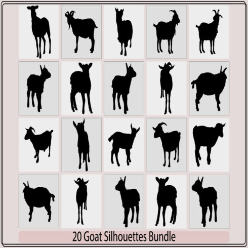 Goat Silhouette,goat animal farm icon,Goats isolated on white, hand drawn vector illustration,Goat vector silhouette Farm animal silhouette cover image.