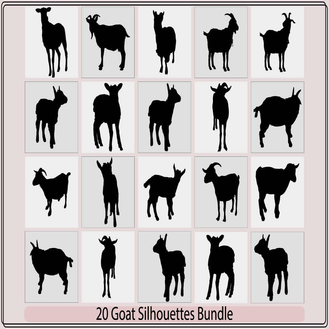 Goat Silhouette,goat animal farm icon,Goats isolated on white, hand drawn vector illustration,Goat vector silhouette Farm animal silhouette preview image.