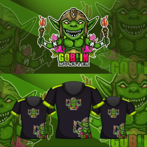 Goblin Monster cartoon mascot logo cover image.