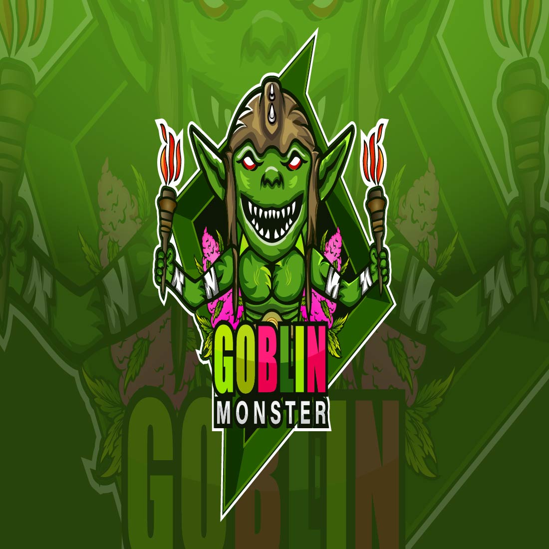 Goblin Monster cartoon mascot logo preview image.