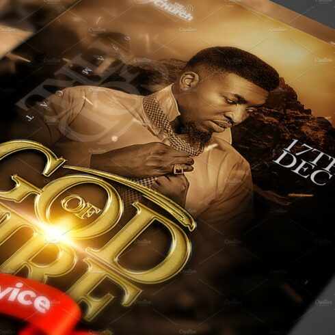 God of fire church flyer template cover image.