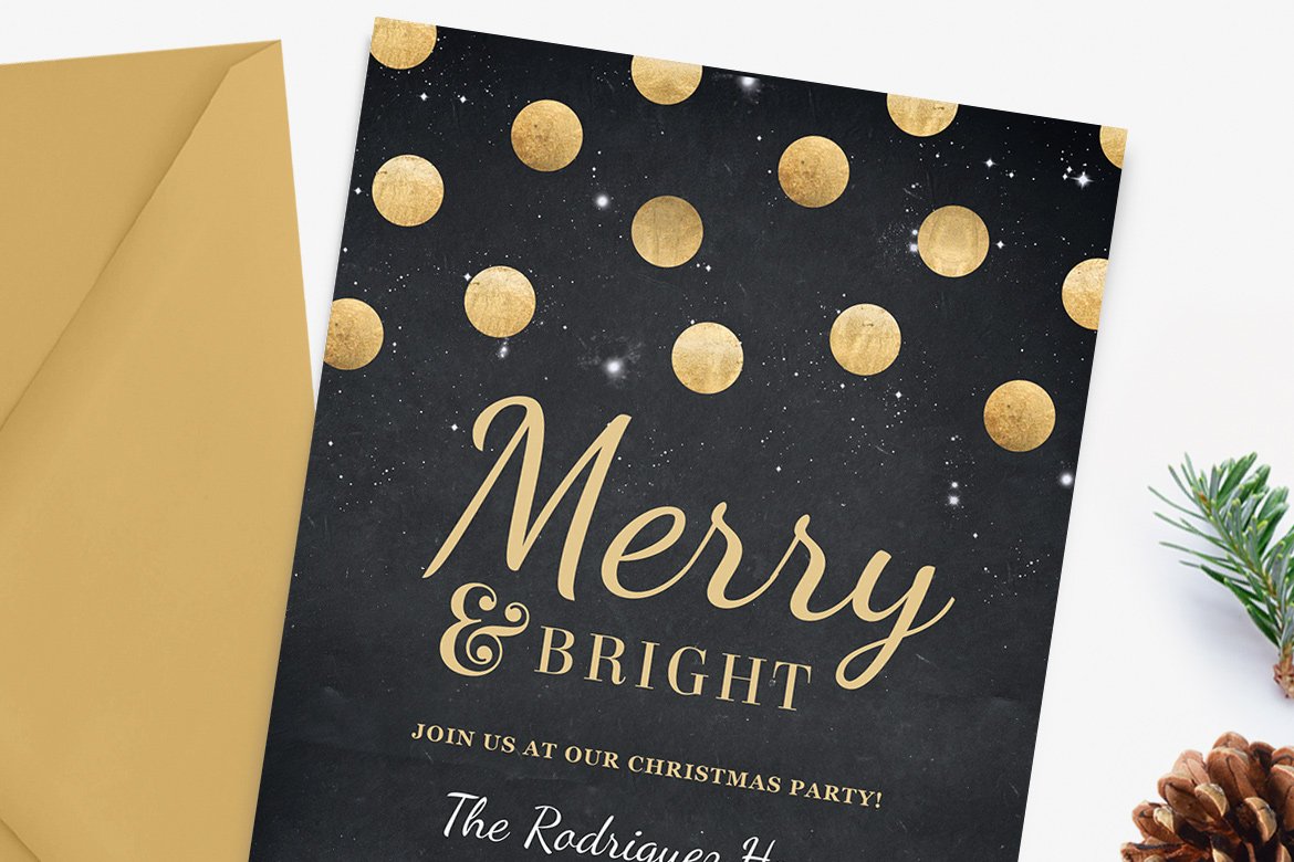 gold confetti christmas party invitation 2 211