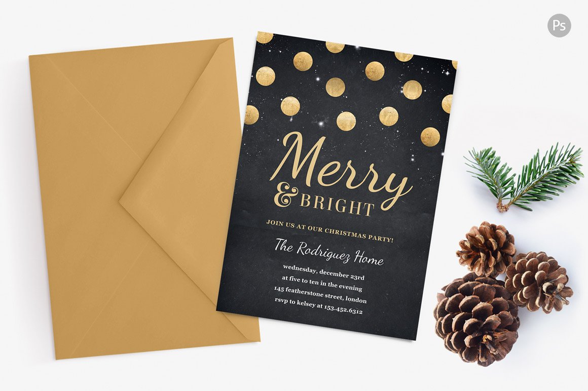 Holiday Party Invite - Gold Confetti cover image.